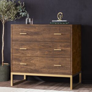 Walnut Chest of 3 Drawers with Legs - Aubrey