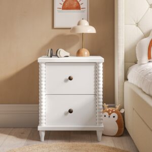 Kids White 2 Drawer Bedside Table - Alma