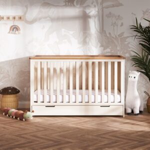 Evie Cot Bed with drawer in cashmere - Obaby