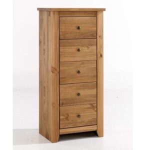 Solid Pine Tallboy Chest of Drawers - Havana - LPD