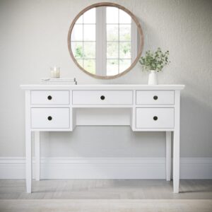 White Wooden Dressing Table with Storage Drawers - Marlowe