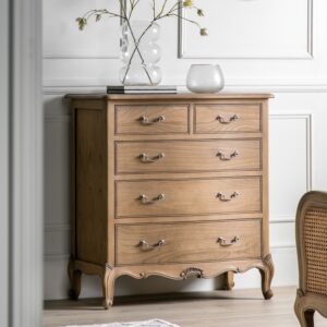 Oak French Chest of 5 Drawers - Chic - Caspian House