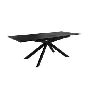 Large Black Oak Extendable Dining Table - Seats 6 - 8 - Carson