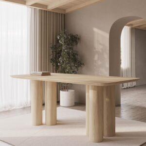 Large Oak Dining Table with Pillar Legs - Seats 4 - 6 - Gianna