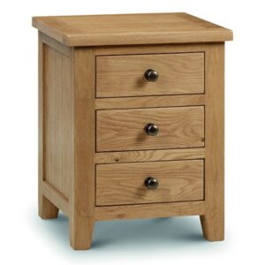 Solid Oak 3 Drawer Bedside Table - Marlborough - Julian Bowen