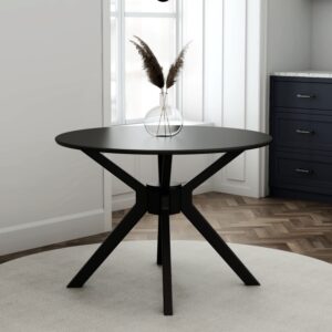 Small Round Black Wooden Dining Table - Seats 4 - Karie
