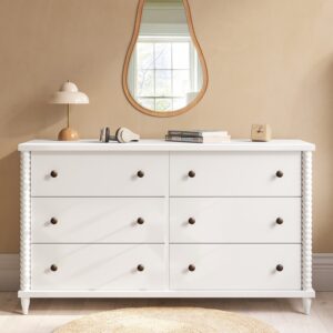 Kids Wide White Chest of 6 Drawers - Alma