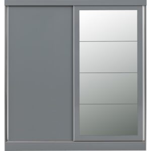 Nevada Grey Gloss 2 Door Sliding Wardrobe-Seconique
