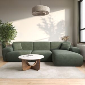 Large Green Chenille Right Hand 4 Seater Corner Sofa - Mahalia