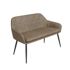 Large Beige Faux Leather Dining Bench with Back - 127cm - Seats 2 - Logan