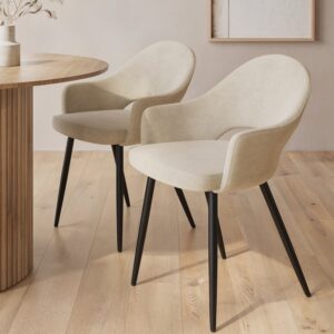 Set of 2 Beige Upholstered Dining Chairs - Colbie