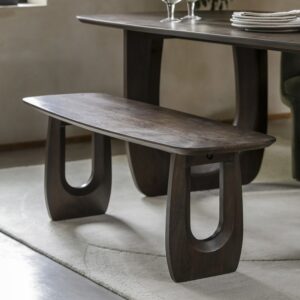 Large Mango Wood Dining Bench with Carved Legs - 120cm - Seats 2 - Arc - Caspian House
