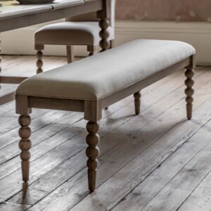 Large Limewash Oak Dining Bench with Bobbin Detail - 145cm - Seats 2 - Artisan - Caspian House