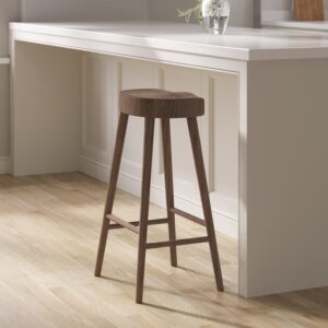 Walnut Solid Oak Kitchen Counter Stool - 70cm - Rayne