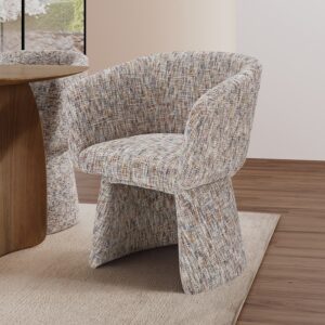 Curved Tub Swivel Dining Chair in Multi Coloured Fabric - Cher