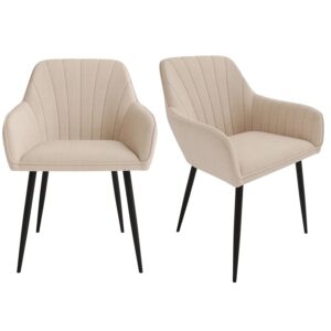 ONLY OPENED - Set of 2 Beige Fabric Tub Dining Chairs - Logan