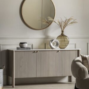 Mango Wood Fluted Sideboard with Marble Top - Marmon - Caspian Hosue