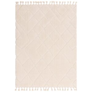 Woven Cream Rug with Fringed Edging - 170 x 120 cm - Ariana