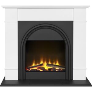 Adam Chesterfield White & Grey Electric Fireplace Suite 44 Inch
