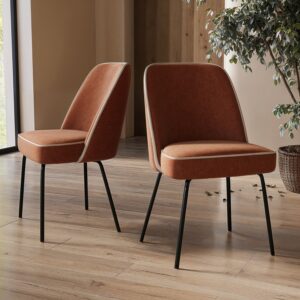 Set of 2 Burnt Orange Upholstered Dining Chairs - Celia