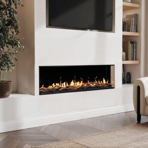 Black 60inch Inset Electric LCD Display Media Wall Fireplace - AmberGlo