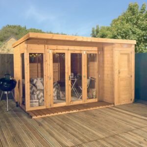 Mercia - 12 x 8ft Premium Garden Room Summerhouse With Side Shed