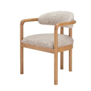 Neutral Jacquard Upholstered Dining Chair with Solid Wood Exposed Back - Darla