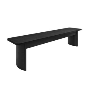 Large Black Oak Dining Bench with Fluted Legs - 180cm - Seats 3 - Jarel