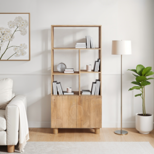 Solid Mango Wood Bookcase - Austin