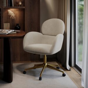 Beige Chenille Swivel Office Chair - Joelle