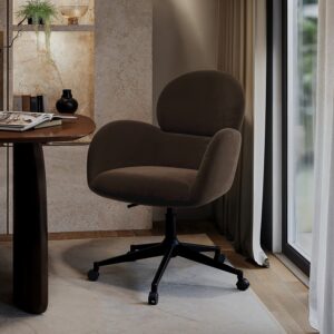 Brown Velvet Swivel Office Chair - Joelle