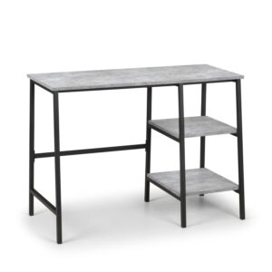 Grey Concrete Effect Desk with Shelves - Staten - Julian Bowen