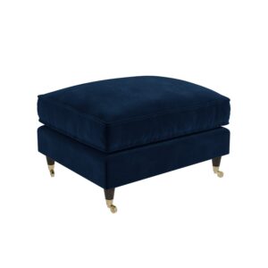 Large Navy Blue Velvet Footstool