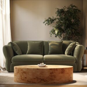 Khaki Green Velvet 3 Seater Pull Out Sofa Bed - Carmela