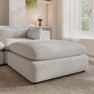 Beige Boucle Footstool - Hudson